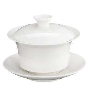 德化手工白瓷盖碗单个大号三才碗茶杯功夫茶具家用陶瓷功夫泡茶器