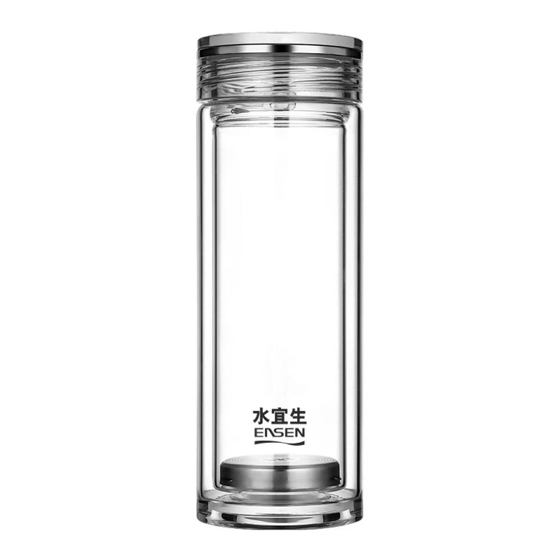 水宜生玻璃杯男士双层弱碱性水杯高档泡茶杯银币杯2025新款水晶杯