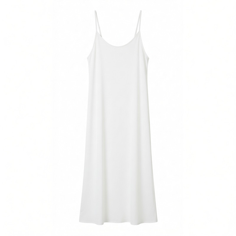 Backless sleeveless slit camisoleskirt露背无袖纯色开叉吊带裙