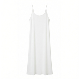 Backless sleeveless slit camisoleskirt露背无袖纯色开叉吊带裙