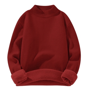 班尼路S&K黑色重磅一体绒毛衣男款冬季加绒加厚抗寒保暖男士内搭Y