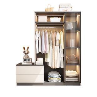 床尾一体斗柜衣柜卧室衣帽架柜子实木储物柜床头柜挂衣架置物柜