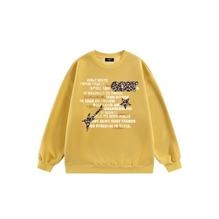 GOST潮牌豹纹贴布袖套头加绒圆领卫衣百搭情侣款