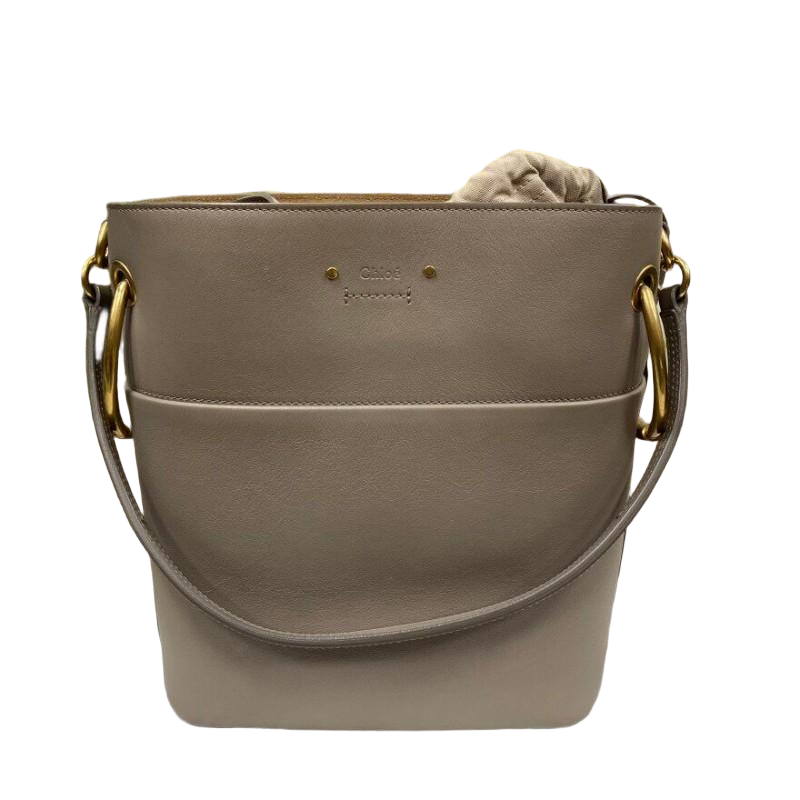 chloe/蔻依牛皮大象灰中号水桶包