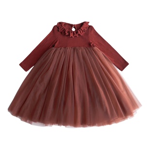 2025秋冬女童连衣裙 儿童柔软亲肤保暖长袖蓬蓬纱裙 公主连衣裙子