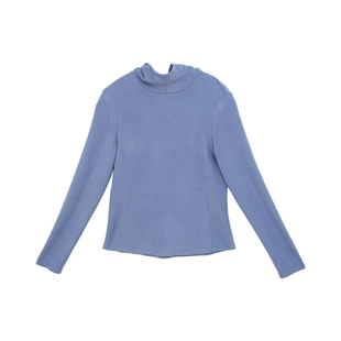 忘城A1174座/温暖的怀抱/冬季文艺范百搭修身蓝色连帽卫衣女上衣