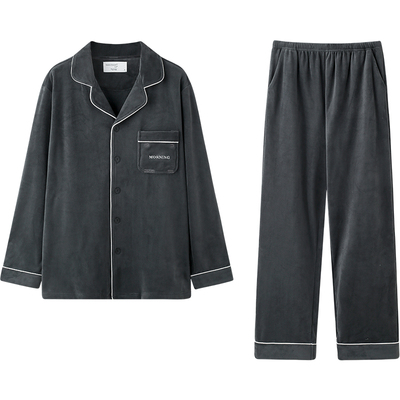 贝妍男士冬季保暖海岛绒大码睡衣