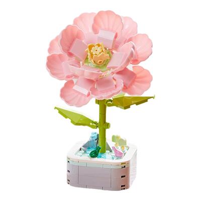 积木花盆栽向日葵模型拼装玩具女孩高颜值小摆件永生花教师节礼物
