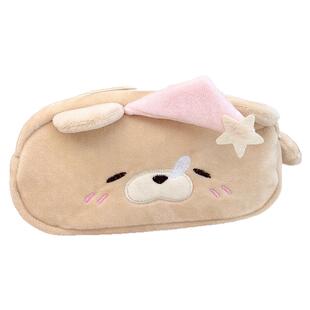 瞌睡小熊毛绒笔袋学生文具收纳袋可爱萌系文具盒棕色卡通文具袋可爱系学生文具笔袋初中生高颜值文具收纳包