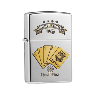 zippo打火机德州扑克惊喜同花顺镜面镶嵌幸运礼物官方正品送男友