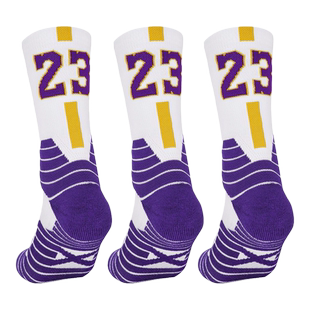 篮球袜子100%纯棉科比男童运动球袜小学生儿童长筒袜防臭青少年夏