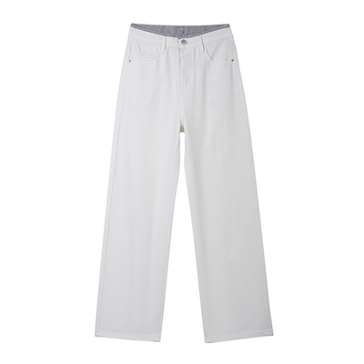 小个子薄款莱赛尔白色阔腿裤女
