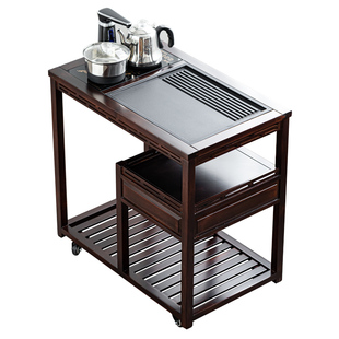 实木茶车石可移动带轮茶台茶水柜功夫茶桌边柜中式家具轻奢收纳