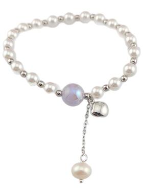 旭平极光炫彩人鱼姬仿珍珠拼接手串弹力绳手链时尚温柔气质手饰