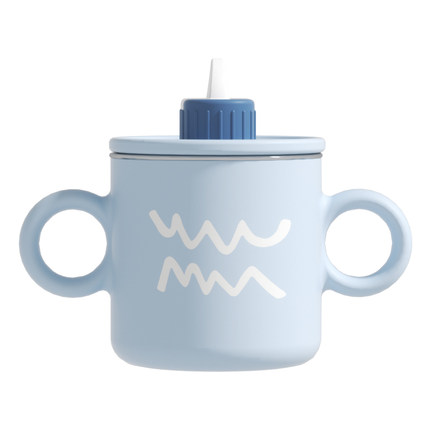 如山儿童水杯牛奶杯316L不锈钢敞口宝宝家用2一3岁以上吸管米糊杯