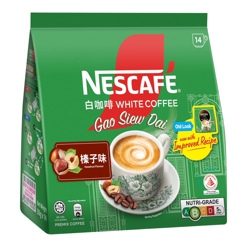 雀巢咖啡星加坡白咖啡榛子味30g*14香浓醇香香港进口包装速溶咖啡