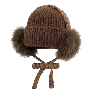 韩系绑带针织帽子女冬季2025新款保暖护耳防寒大头围耳罩毛线帽潮