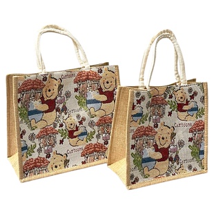 麻布包包女手提包24新款卡通维尼大容量托特包上班通勤帆布手提袋