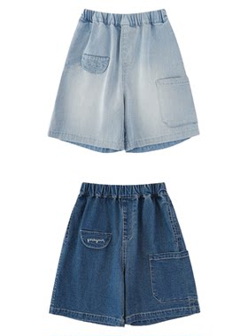 幼悠男童不易褪色韩系松弛风软牛仔裤夏季冰爽莱赛尔清凉宽松短裤