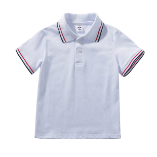 儿童t恤长袖春秋白色polo衫纯棉男童女童带领小学生校服体恤加绒