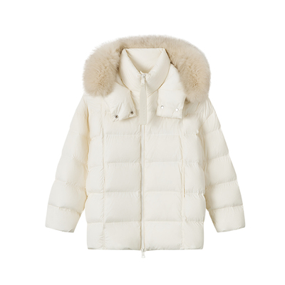 有兰奶油泡芙轻盈连帽羽绒服