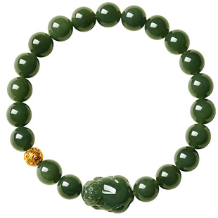 宫里上新和田玉手串女款天然玉石貔貅手链绿色手饰生日礼物送妈妈