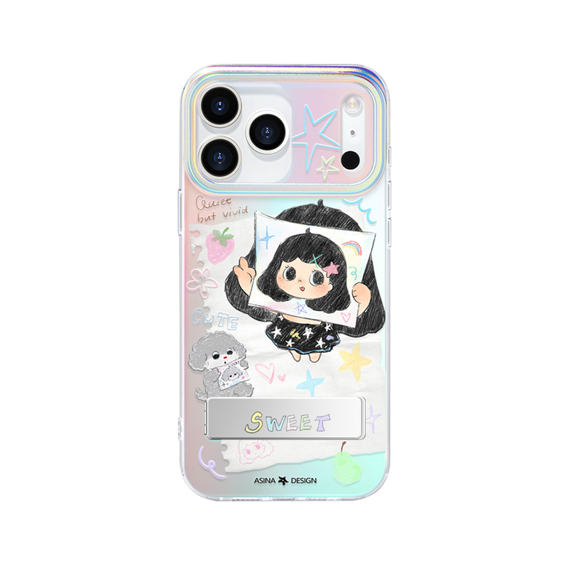 俏皮女孩适用苹果17Promax手机壳隐藏式一体支架iPhone16Pro保护套Co3全包13pm可爱14防摔ip15新款高级感好看