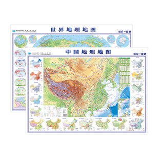 高级教师主编 初高中专用地形地图2025年中国和世界地图地理知识精华版学生教学通用考点渔场洋流暖寒流气候气温降水量约107x77cm