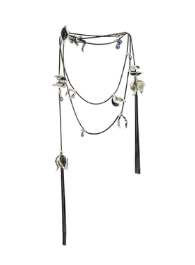 【2026新款多种戴法】AS原创黑金玉兰花项链长款颈饰腰链头饰手链