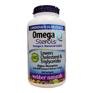 新包装加拿大Webber Omega-3&CoQ10深海鱼油辅酶Q10软胶囊200粒