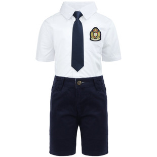 夏季校服儿童套装英伦风男童装毕业照衬衫中小学生班服幼儿园园服