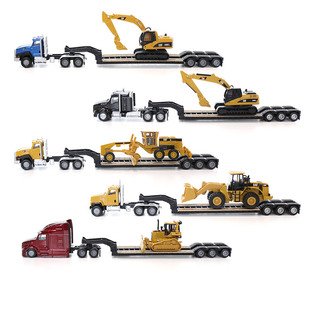 CAT卡特合金平板拖车带挖掘机模型工程运输半挂牵引卡车仿真玩具