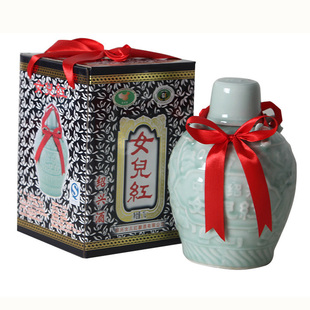 绍兴女儿红绍兴黄酒坛装 五年陈青瓷花雕酒礼盒1L半干型大坛装