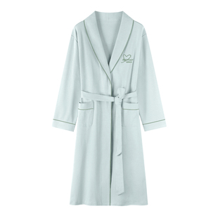 女士长袖纯棉睡袍女单件春秋季中年妈妈浴袍中长款睡衣浴衣家居服