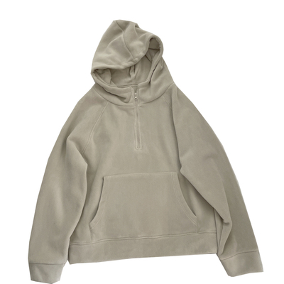 双面摇粒绒~慵懒半拉链连帽加绒卫衣女!冬季加厚保暖内搭休闲帽衫