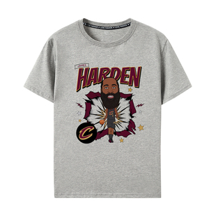 2026新款短袖T恤克利夫兰骑士队詹姆斯哈登1号衣服男款卡通CAVS