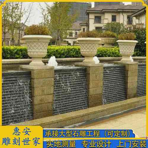 汉白玉石雕花盆 欧式西方人物浮雕花钵 别墅花园景观装饰