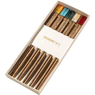 进口抗菌防霉鸡翅木筷子家用专人专用红檀木防滑实木快子套装分人