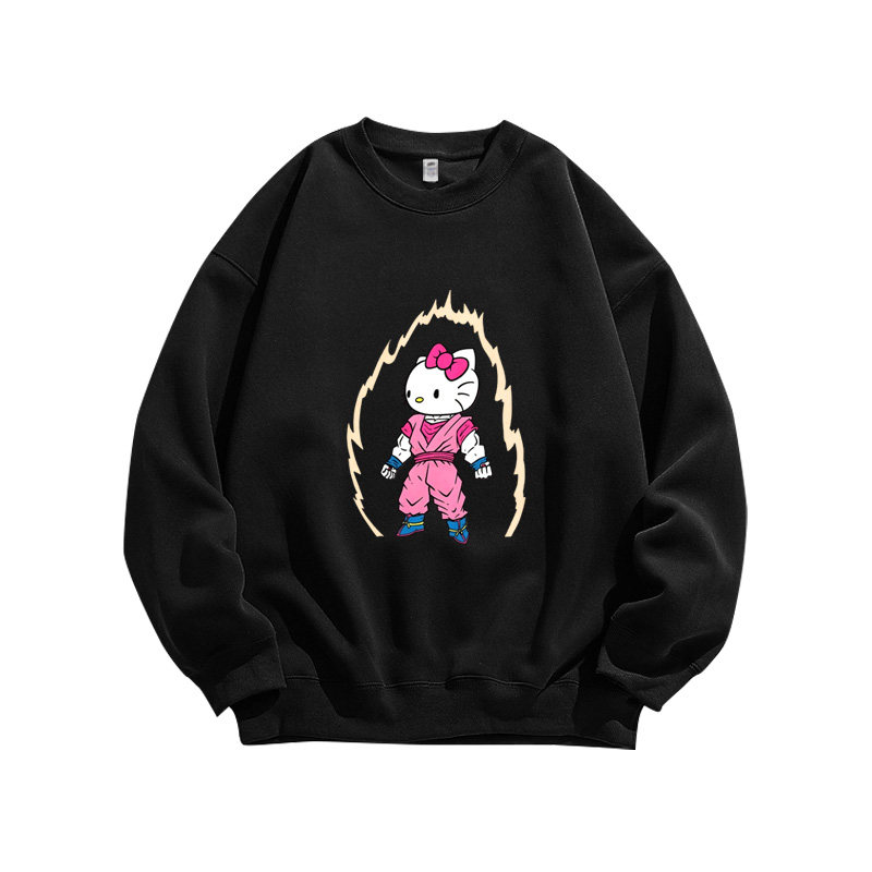 HelloKitty七龙珠设计款重磅纯棉圆领卫衣男女同款潮流宽松上衣服