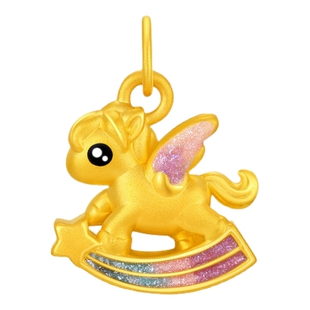 潮宏基萌吉马足金吊坠黄金挂坠生肖马5D硬金珐琅礼物生肖本命年女