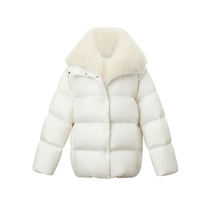 SUK 北海道初雪! 冬日氛围感狐狸毛大毛领拼接羽绒服90白鹅绒