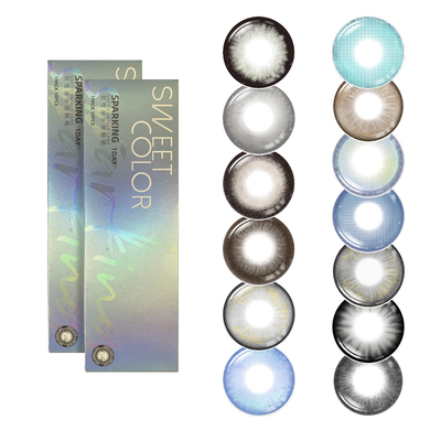 SweetColor日抛10片爆闪日落流光美瞳日杂风运茶船显色隐形眼镜