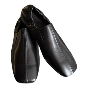 暗黑复古方头僧侣鞋男女款真皮一脚蹬乐福鞋懒人鞋休闲皮鞋穆勒鞋