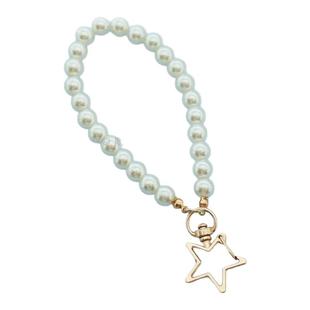 10条仿珍珠挂链手工diy玩偶挂扣手机链钥匙扣包挂件车挂配件简约