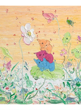 付毅兵沐荷轻奢客厅背景墙版画