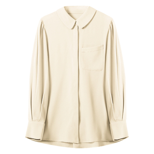 达佳诗黄色衬衫女娃娃领法式气质高级感职业装职场通勤长袖衬衣