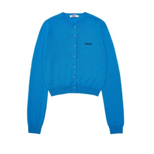 韩国小众GR林娜琏同款秋冬圆领老钱风简约针织衫毛衣外穿开衫外套