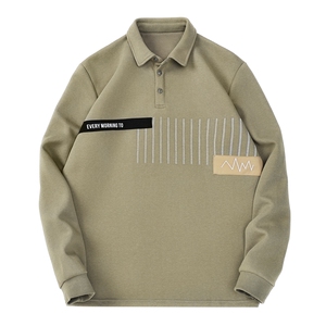 2025新款Polo衫男春秋季长袖有领男装翻领卫衣时尚潮流拼接T恤衫