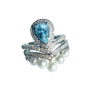 VISING天然托帕石为爱加冕皇冠两用款戒指时尚可拆卸S925银