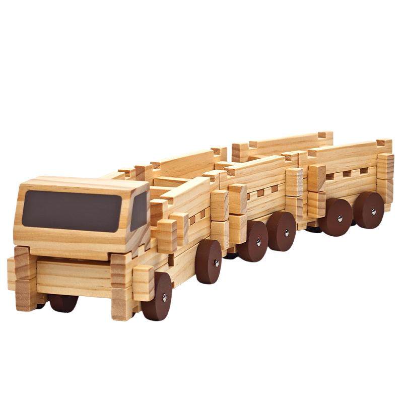 巧手鲁班榫卯结构积木益智拼装搭建玩具木质小车建筑拼图儿童礼物